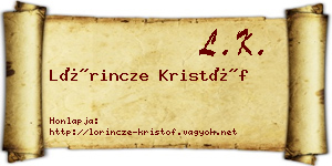 Lőrincze Kristóf névjegykártya